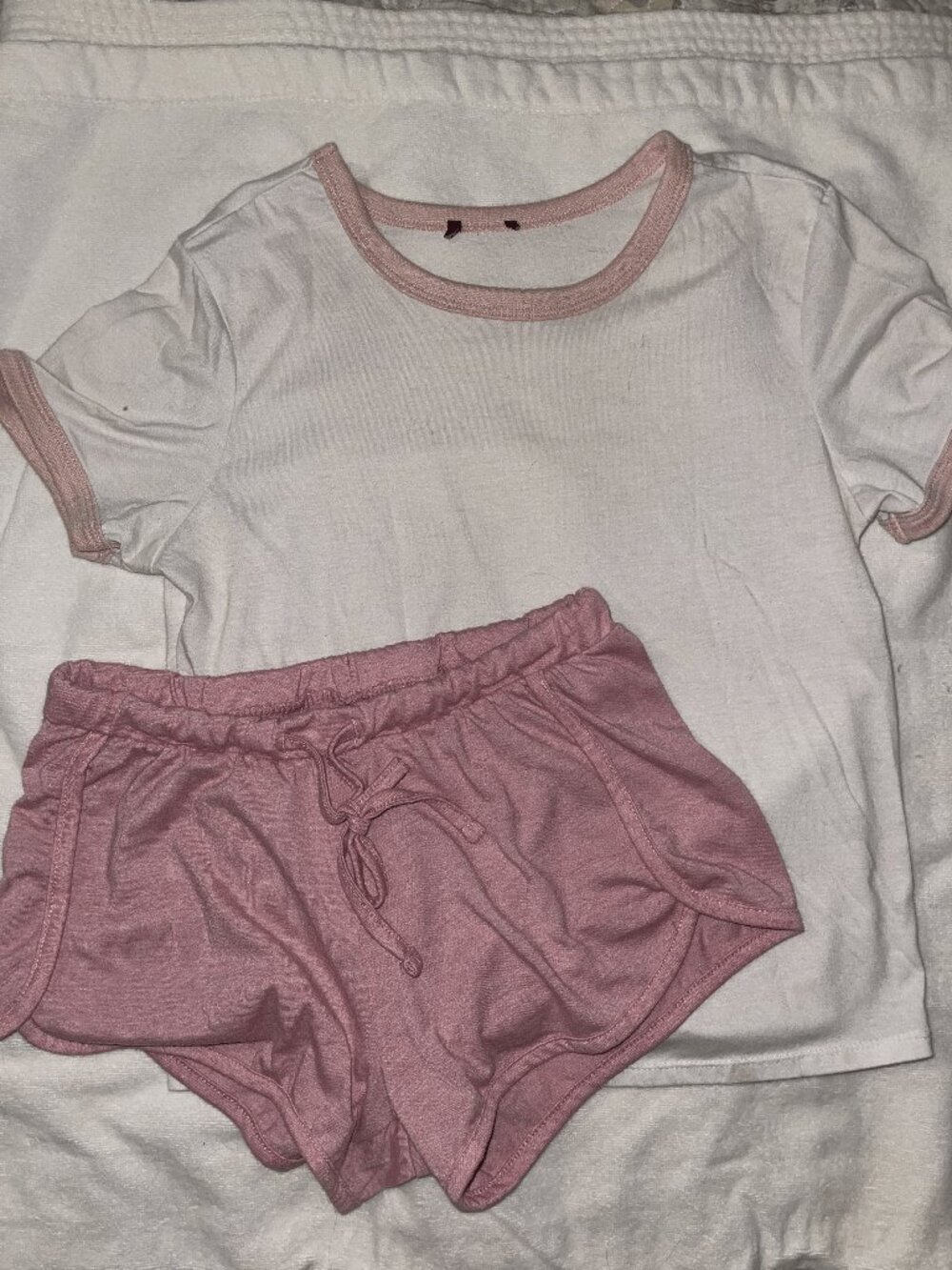 White + Pink Tee + Shorts Set